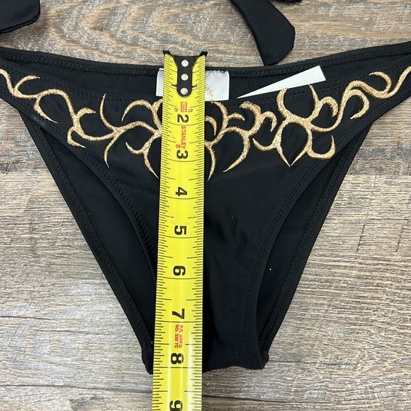 NWT Holt 2 Piece Gold Scrolled Glitter Sequined Detail Bikini Size Large - Picture 8 of 8